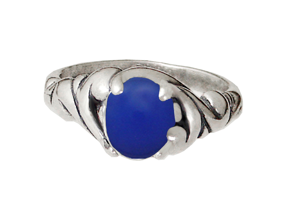 Sterling Silver Gemstone Ring With Blue Onyx Size 5